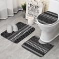 thumbnail image 1 of Black Geometric Striped Pattern Bathroom Rugs Sets 3 Piece,Toilet Cover Set,Absorbent Non Slip Bathroom Mats Sets with U-Shaped Contour Rug Toilet Rug Set, 1 of 5