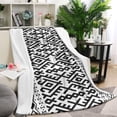 thumbnail image 1 of Black Geometric Striped Pattern Blanket,Comfortable Soft Flannel Throw Blanket,All Season,Warm Lightweight Blankets for Sofa Bed Couch Living Room Chair,60"x80", 1 of 4