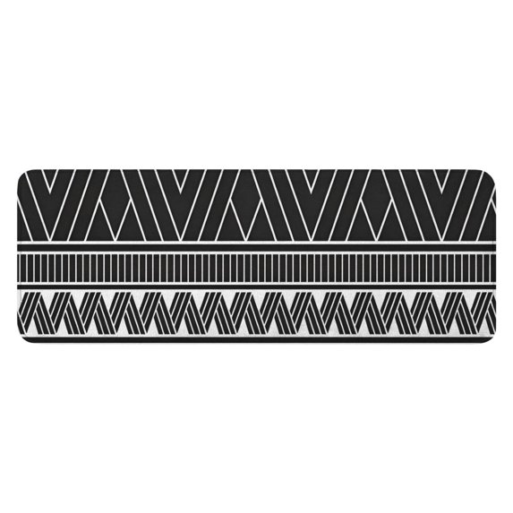 Black Geometric Striped Pattern Kitchen Rug Mat,Kitchen Runner Rugs Non Skid Washable,Decorative Kitchen Floor Mats for Kitchen,Sink,Laundry,17"x47.2"