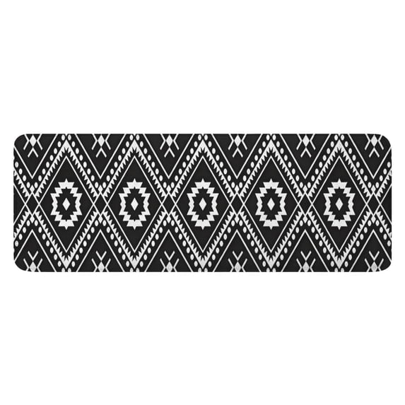 Black Geometric Striped Pattern Kitchen Rug Mat,Kitchen Runner Rugs Non Skid Washable,Decorative Kitchen Floor Mats for Kitchen,Sink,Laundry,17"x47.2"