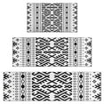 thumbnail image 1 of Black Geometric Striped Pattern Kitchen Rugs Sets Of 3,Kitchen Runner Rugs Non Skid Washable,Decorative Kitchen Floor Mats for Kitchen,Sink,Laundry,17"x30"+ 17"x47" + 17"x59", 1 of 6