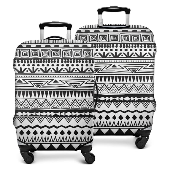 Black Geometric Striped Pattern Luggage Cover Fashion Suitcase Cover Baggage Covers Fit 25-28 Inch Luggage (Go Travel)