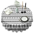 thumbnail image 1 of Black Geometric Striped Pattern Round Tablecloth 60"x60",Wrinkle Wipeable Table Cloth for Kitchen Dining Room Picnic Patio Party, 1 of 6