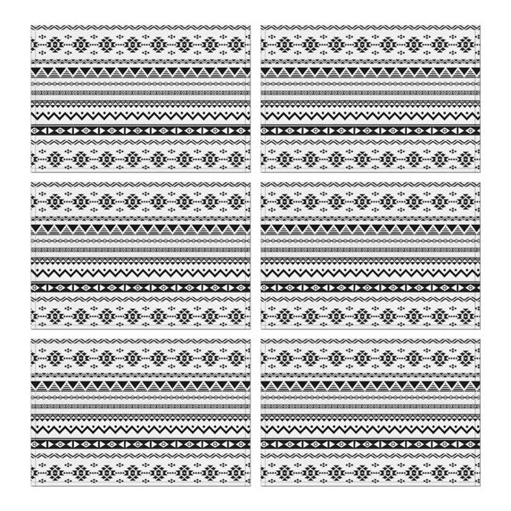 Black Geometric Striped Pattern Summer Placemats Table Placemats Set Of 6-Linen Kitchen Washable Placemats Table Mats 11.8"x17.7"Non-Slip Heat Resistant