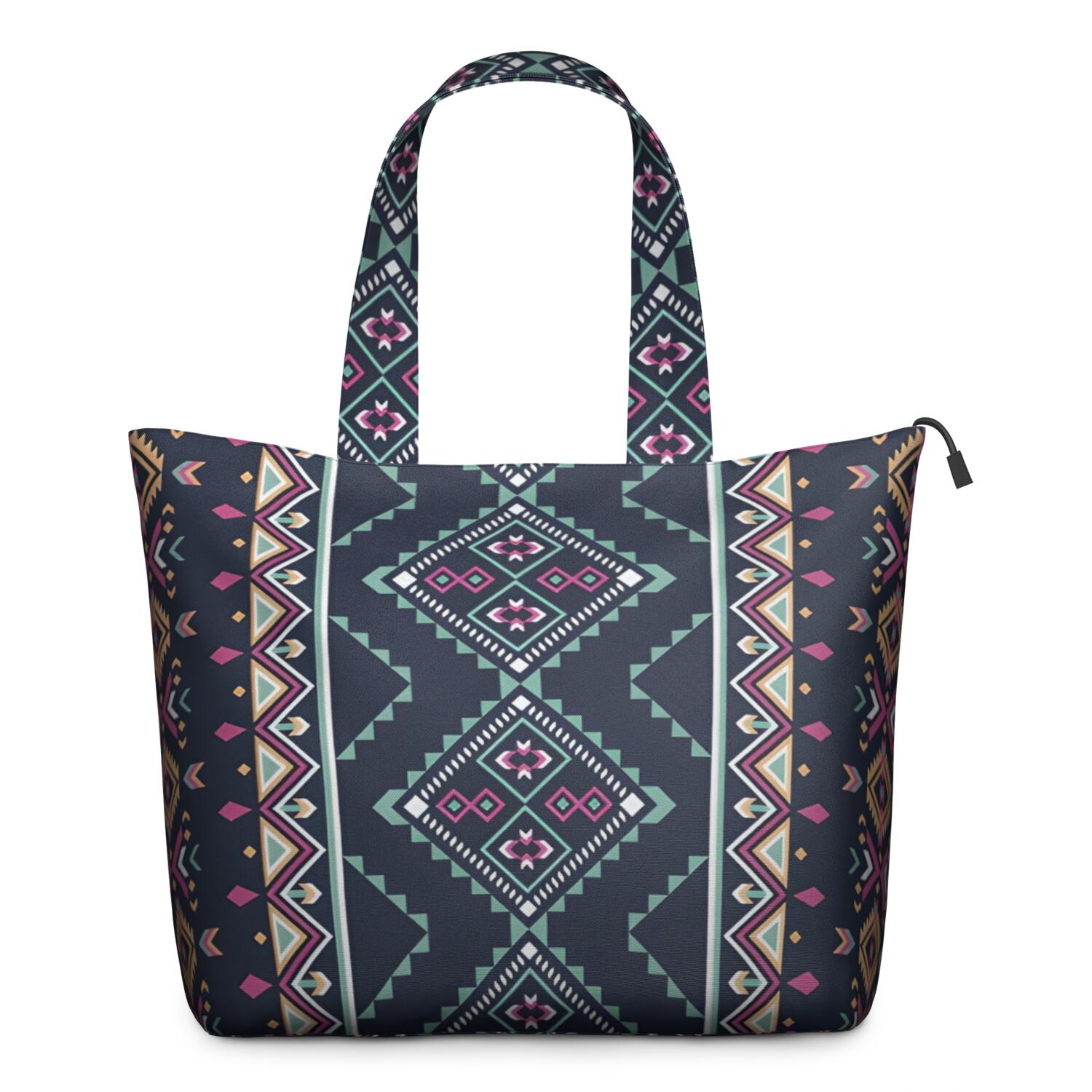 Black Geometric Striped Pattern Travel Tote Bags for Women Carry On,Large Weekender Bags for Women Travel,Multi Functional Duffle Bag for Work,Shopping,Sports