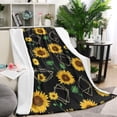 thumbnail image 1 of Black Geometric Sunflower Pattern Blanket,Comfortable Soft Lamb Wool Throw Blanket,All Season,Warm Lightweight Blankets for Sofa Bed Couch Living Room Chair,60"x80", 1 of 4