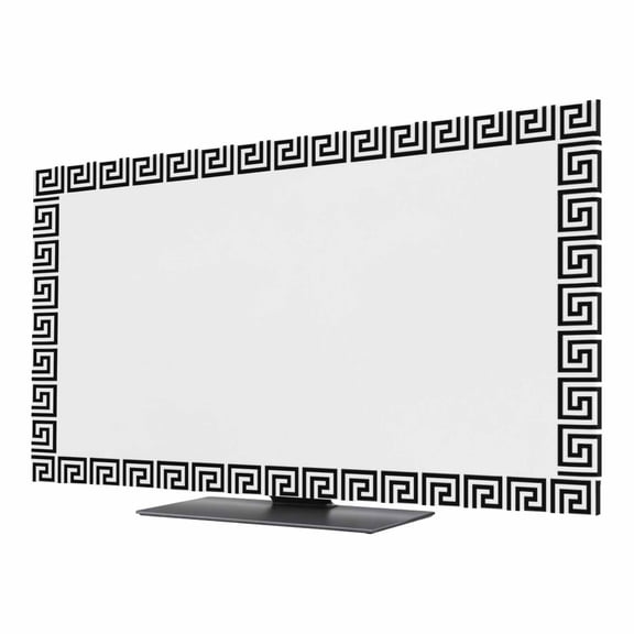 Black Geometric TV Cover for 24 Inch Screen,Stretch Fabric Dustproof TV Display Protector,Modern Abstract Art Key Greek Design Elastic Slipcover Monitor Cover for Indoor Desktop Computer 20.9"x11.8"