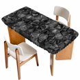 thumbnail image 1 of Black Geometric Table Cloths for 6 Foot Rectangle Tables, Contemporary Minimalism Abstract Pattern Patio Waterproof Elastic Fitted Tablecloths, Washable Rectangular Table Cover for Camping, 1 of 8