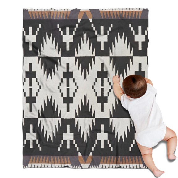 Black Geometric Triangle Arrow Pattern Blanket,Comfortable Soft Flannel Throw Blanket,All Season,Warm Lightweight Blankets for Sofa Bed Couch Living Room Chair,30"x40"