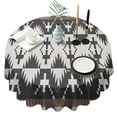 thumbnail image 1 of Black Geometric Triangle Arrow Pattern Round Tablecloth 60"x60",Wrinkle Wipeable Table Cloth for Kitchen Dining Room Picnic Patio Party, 1 of 6