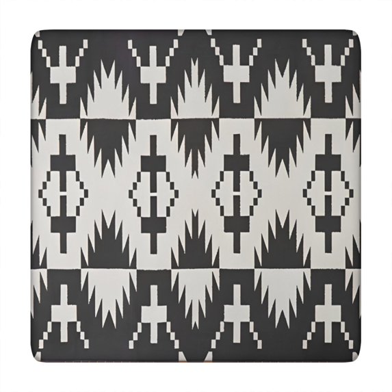 Black Geometric Triangle Arrow Pattern Square Fitted Tablecloth with Elastic Edge,Square Table Cover,Washable Elastic Table Cover for Home Kitchen Party Decor 34"x34"