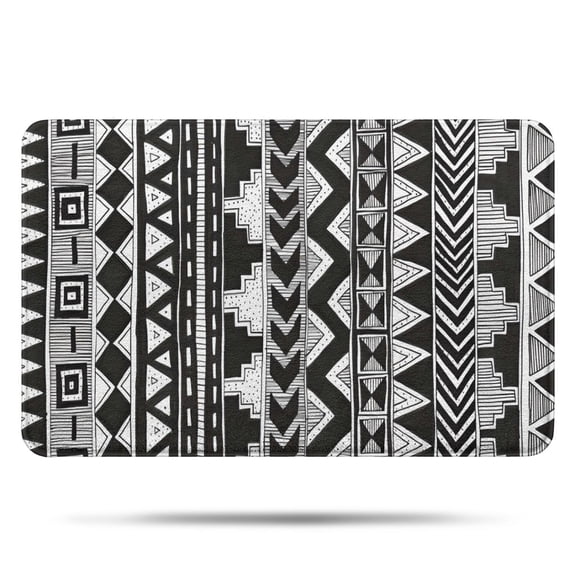 Black Geometric Triangle Chevron Pattern Bathroom Rugs Mat,Non Slip Microfiber Bathroom Rug,Rubber Backing,Soft Bathroom Mats for Bathroom Floor,Tub and Shower,17x27in(43x68cm)