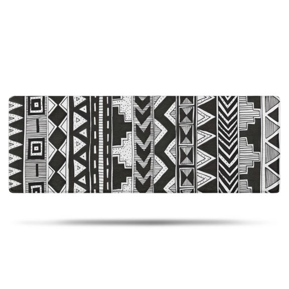 Black Geometric Triangle Chevron Pattern Bathroom Rugs Mat,Non Slip Microfiber Bathroom Rug,Rubber Backing,Soft Bathroom Mats for Bathroom Floor,Tub and Shower,47x17in(120x43cm)