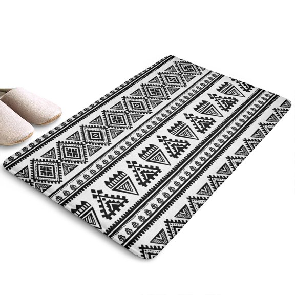 Black Geometric Triangle Diamond Flannel Non Slip Door Rugs,Washable Door Mats Indoor,Decorative Door Mats,Dirt-Resistant and Absorbent Doormat for Entrance,Bedroom,Kitchen,Bathroom,31.5"x17"