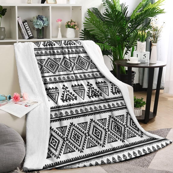 Black Geometric Triangle Diamond Pattern Blanket,Comfortable Soft Flannel Throw Blanket,All Season,Warm Lightweight Blankets for Sofa Bed Couch Living Room Chair,40"x50"