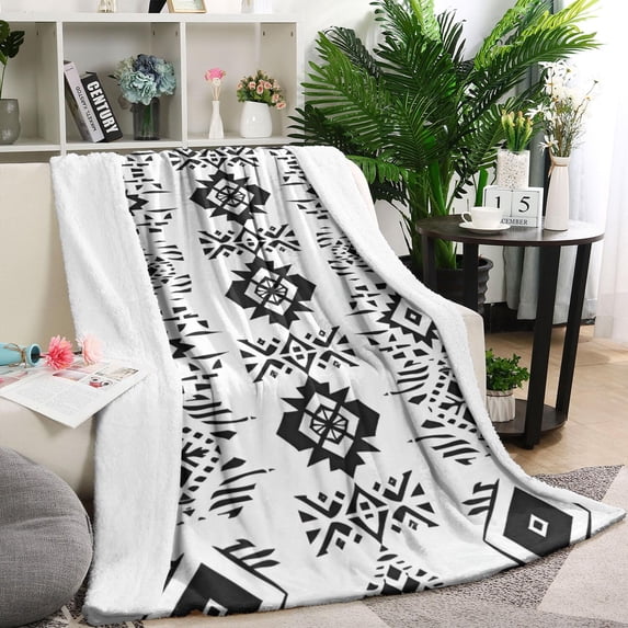 Black Geometric Triangle Diamond Pattern Blanket,Comfortable Soft Flannel Throw Blanket,All Season,Warm Lightweight Blankets for Sofa Bed Couch Living Room Chair,40"x50"