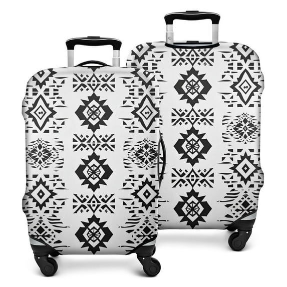 Black Geometric Triangle Diamond Pattern Luggage Cover Fashion Suitcase Cover Baggage Covers Fit 25-28 Inch Luggage (Go Travel)