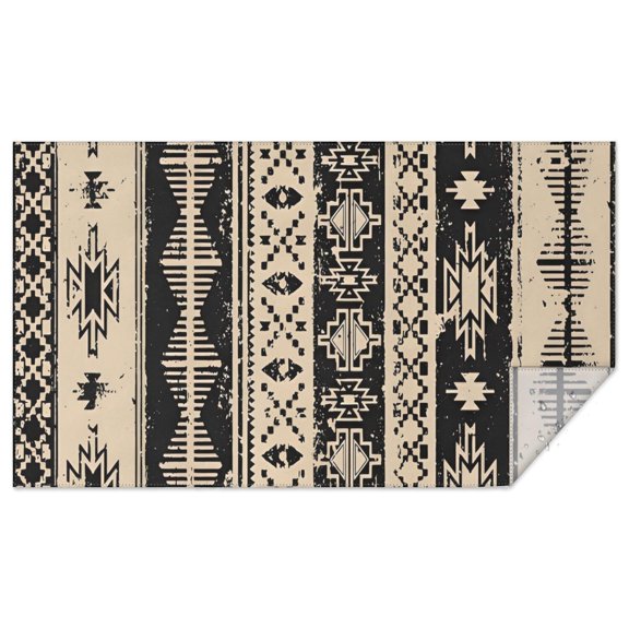 Black Geometric Triangle Diamond Pattern Rectangle Tablecloth 60"x102",Waterproof Polyester Rectangle Table Cloth, Wipeable Spillproof Polyester Tablecloth for Dining, Camping, Indoor and Outdoor