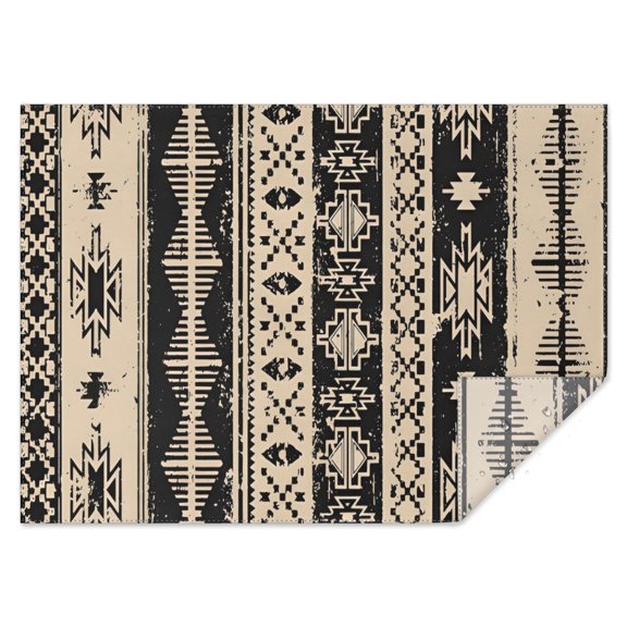 Black Geometric Triangle Diamond Pattern Rectangle Tablecloth 60"x84",Waterproof Polyester Rectangle Table Cloth, Wipeable Spillproof Polyester Tablecloth for Dining, Camping, Indoor and Outdoor