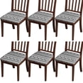 thumbnail image 1 of Black Geometric Triangle Diamond Pattern Seat Covers for Dining Room Chairs Set Of 4,Stretch Printed Washable Chair Seat Cover with Elastic Ties and Button,Removable Waterproof Couch Cushion Covers, 1 of 6