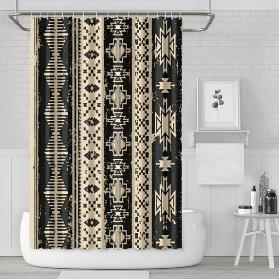 Black Geometric Triangle Diamond Pattern Shower Curtain 72"x72" ,Bathroom Decorative Shower Curtains Set with 12 Hooks,Modern Waterproof Washable Shower Curtain