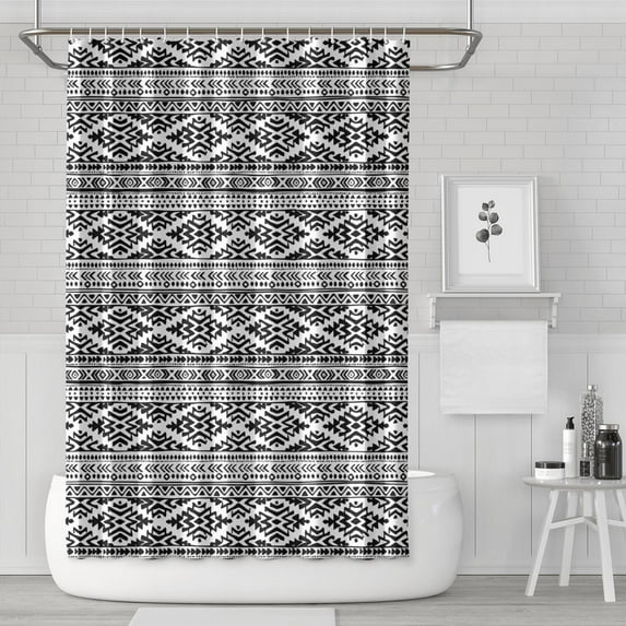 Black Geometric Triangle Diamond Pattern Shower Curtain 72"x72" ,Bathroom Decorative Shower Curtains Set with 12 Hooks,Modern Waterproof Washable Shower Curtain
