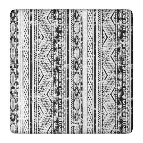 Black Geometric Triangle Diamond Pattern Square Fitted Tablecloth with Elastic Edge,Square Table Cover,Washable Elastic Table Cover for Home Kitchen Party Decor 36"x36"