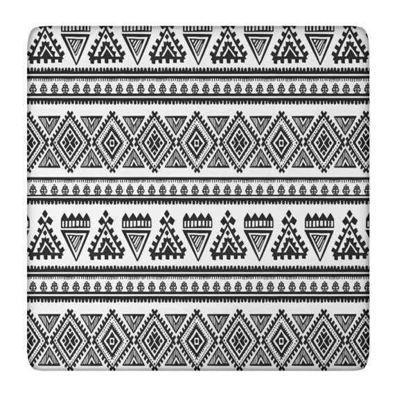 Black Geometric Triangle Diamond Pattern Square Fitted Tablecloth with Elastic Edge,Square Table Cover,Washable Elastic Table Cover for Home Kitchen Party Decor 36"x36"