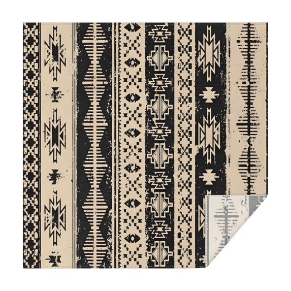 Black Geometric Triangle Diamond Pattern Square Tablecloth,Waterproof Square Table Cover,Wipeable Spillproof Washable Table Cover for Home Kitchen Party Decor 52"x52"(132x132cm)