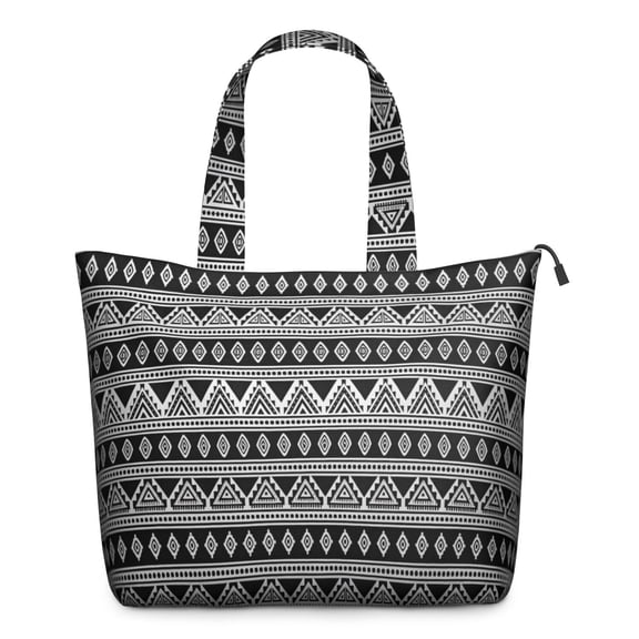 Black Geometric Triangle Diamond Pattern Travel Tote Bags for Women Carry On,Large Weekender Bags for Women Travel,Multi Functional Duffle Bag for Work,Shopping,Sports