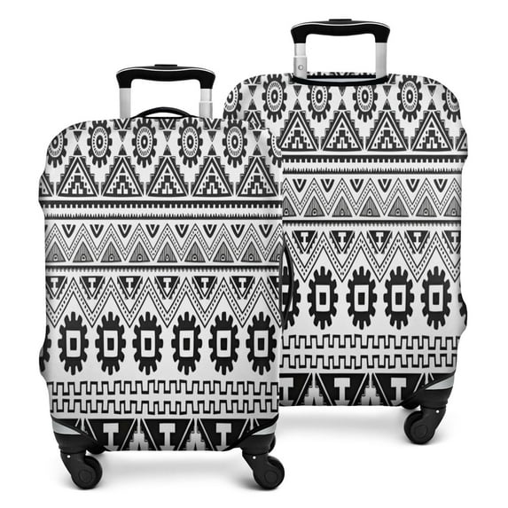 Black Geometric Triangle Gear Pattern Luggage Cover Fashion Suitcase Cover Baggage Covers Fit 25-28 Inch Luggage (Go Travel)