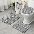 thumbnail image 1 of Black Geometric Triangle Striped Pattern Bathroom Rugs Sets 3 Piece,Toilet Cover Set,Absorbent Non Slip Bathroom Mats Sets with U-Shaped Contour Rug Toilet Rug Set, 1 of 5