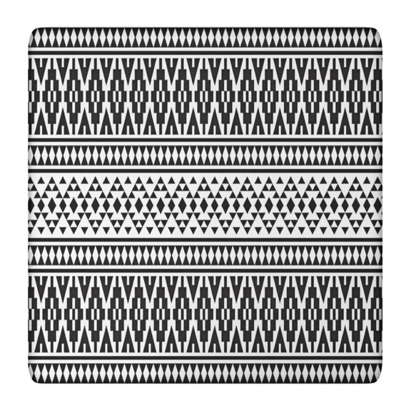 Black Geometric Triangle Striped Pattern Square Fitted Tablecloth with Elastic Edge,Square Table Cover,Washable Elastic Table Cover for Home Kitchen Party Decor 36"x36"