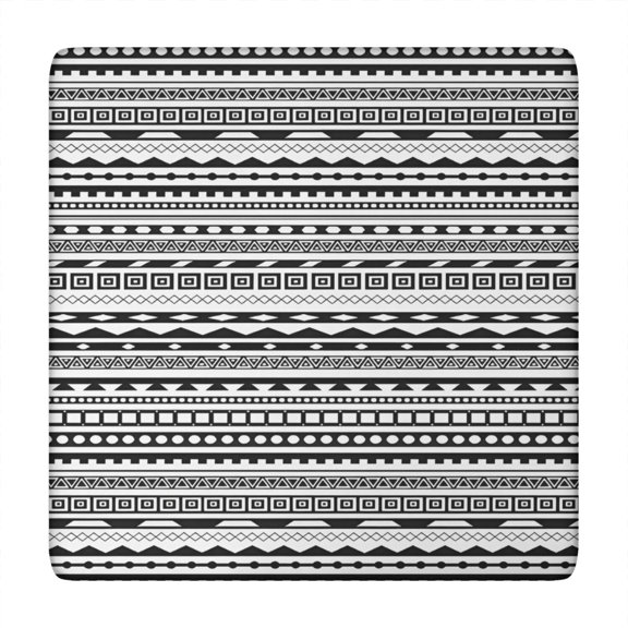 Black Geometric Triangle Striped Pattern Square Fitted Tablecloth with Elastic Edge,Square Table Cover,Washable Elastic Table Cover for Home Kitchen Party Decor 34"x34"