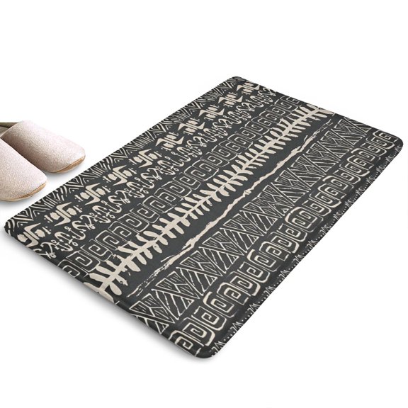 Black Geometric Triangle Wave Flannel Non Slip Door Rugs,Washable Door Mats Indoor,Decorative Door Mats,Dirt-Resistant and Absorbent Doormat for Entrance,Bedroom,Kitchen,Bathroom,23.5"x16"