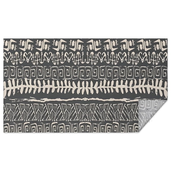 Black Geometric Triangle Wave Pattern Rectangle Tablecloth 60"x102",Waterproof Polyester Rectangle Table Cloth, Wipeable Spillproof Polyester Tablecloth for Dining, Camping, Indoor and Outdoor
