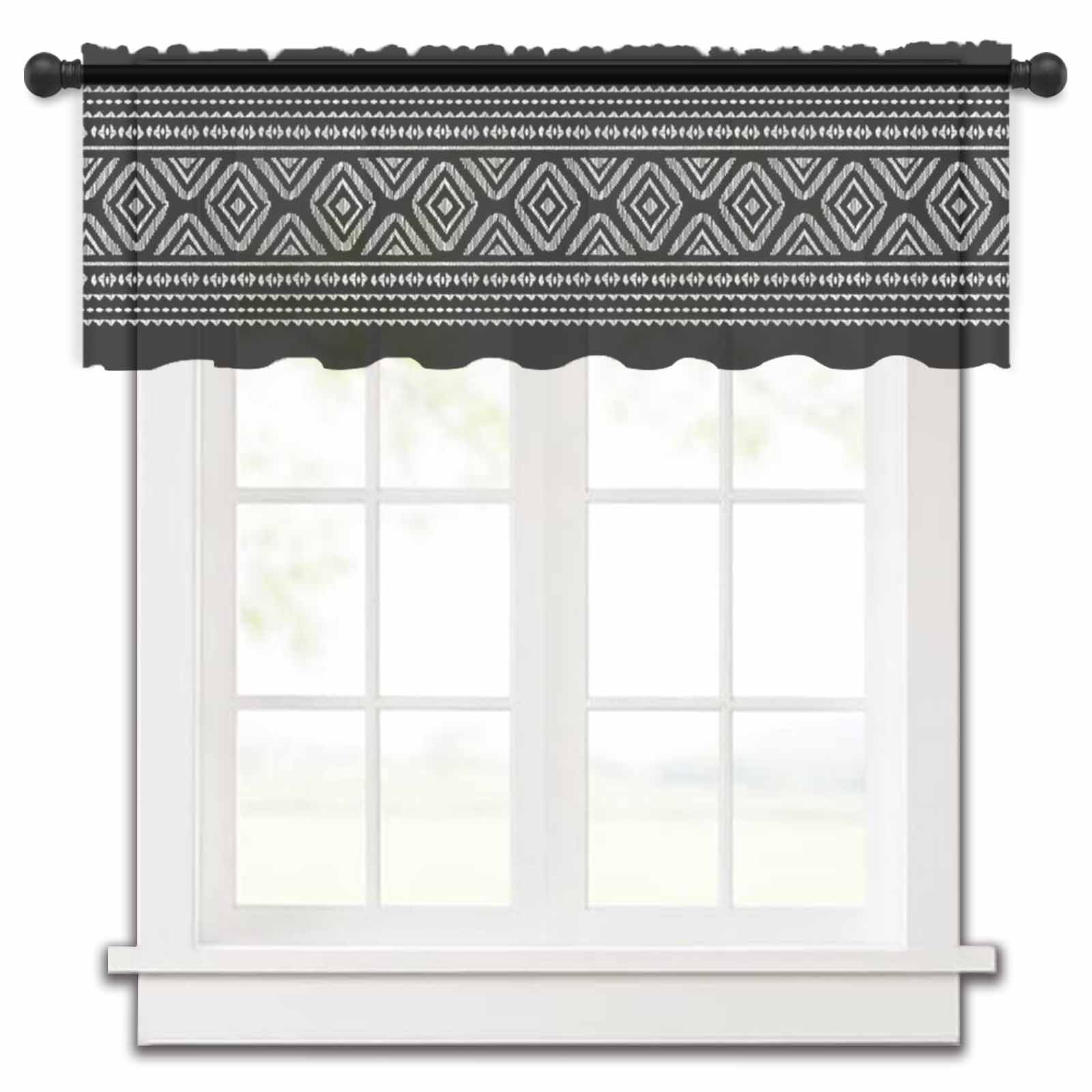 Black Geometric Valance Curtains for Kitchen/Living Room/Bathroom ...