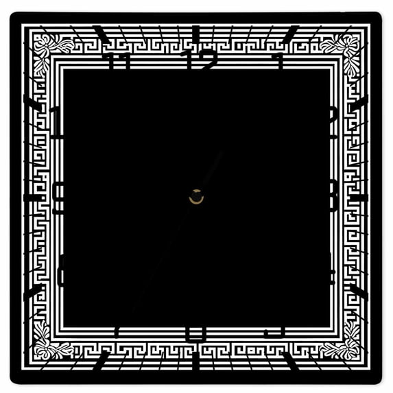 Black Geometric Wooden Wall Clock Silent Non Ticking, Greek Key Design Abstract Modern Art Square Wall Clocks Battery Operated, Decor Clock for Home Office, Living Room, Kitchen, 10 Inch
