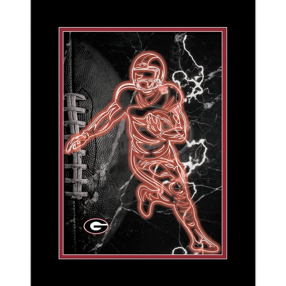 Black Georgia Bulldogs 12'' x 16'' Framed Neon Player Print