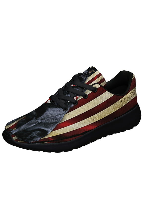 Black German Shepherd Bandana American flag Shoes Sneakers Black Size 4