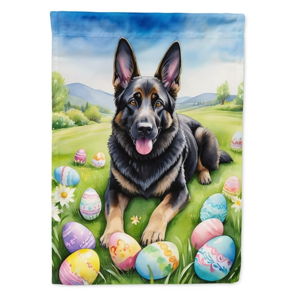 Black German Shepherd Easter Egg Hunt Garden Flag 11.25 in x 15.5 in