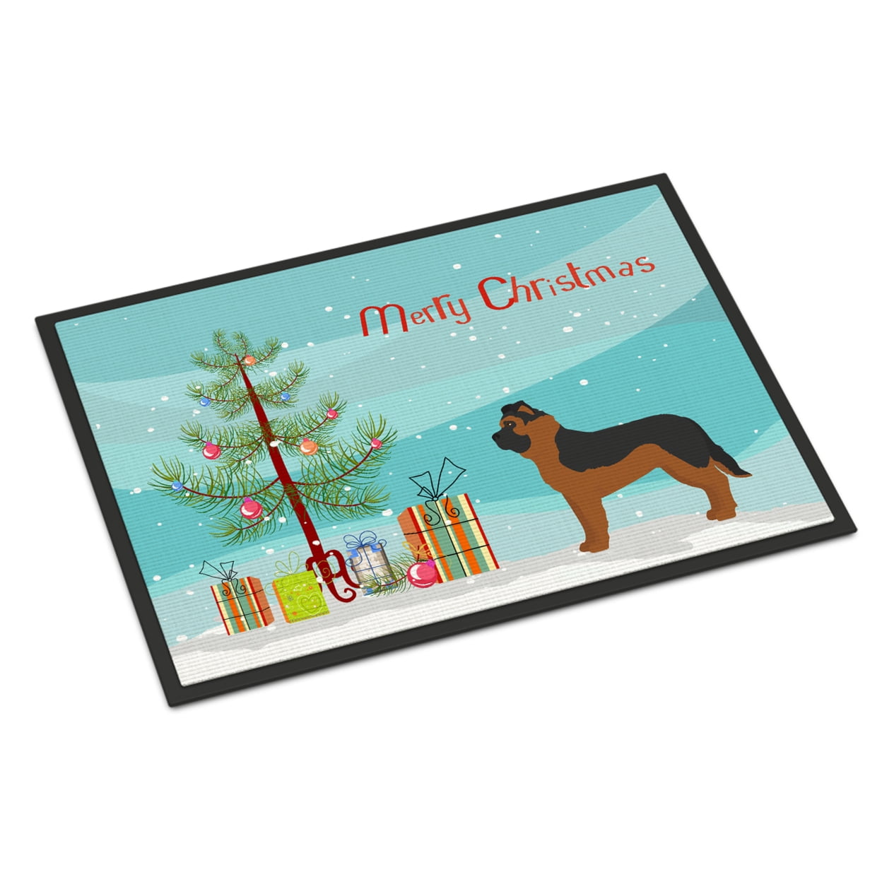 Black German Shepherd Mastiff Mix Christmas Tree Door Mat