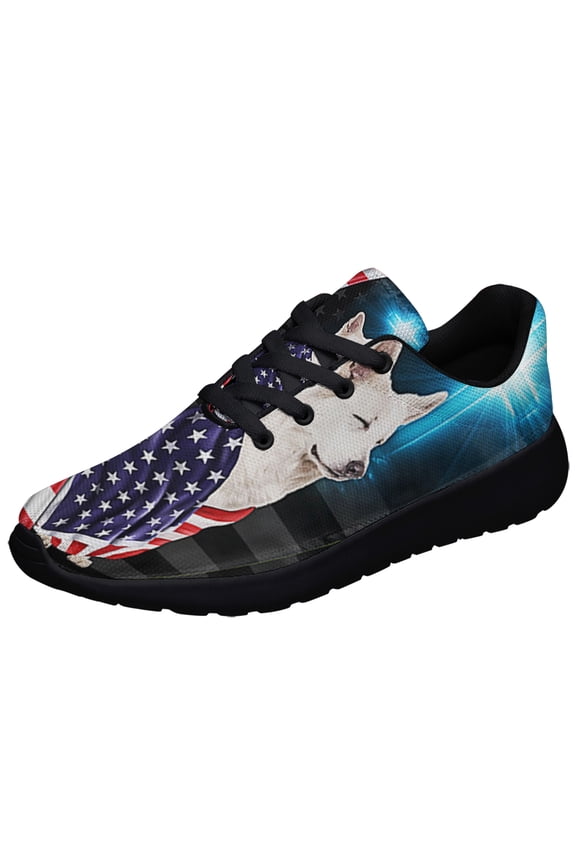 Black German Shepherd Patriotic American flag Shoes Sneakers Black Size 4