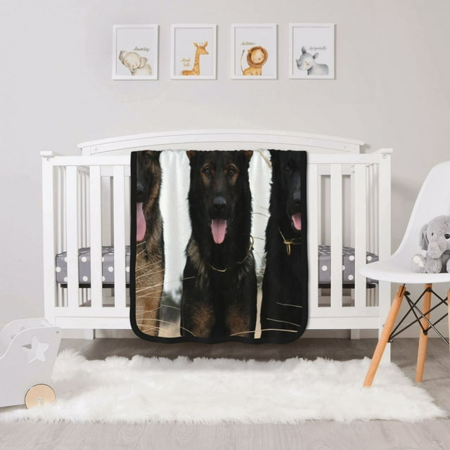 Black German Shepherd Puppies Printing Double Sided Blanket Warm