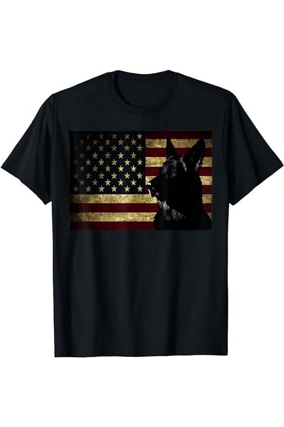 Black German Shepherd shirt American Flag 4th July GSD Dog T-Shirt