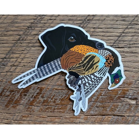 Black German Shorthaired Pointer with Pheasant Sticker Decal