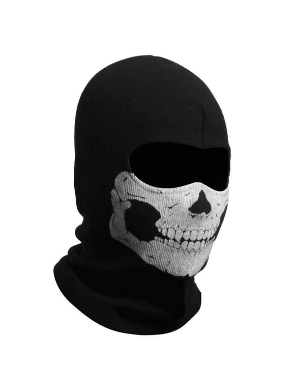 Black Ghost Skull Balaclava Full Face Mask Windproof Hood For Men Women Youth Halloween Cosplay Outdoor Sport