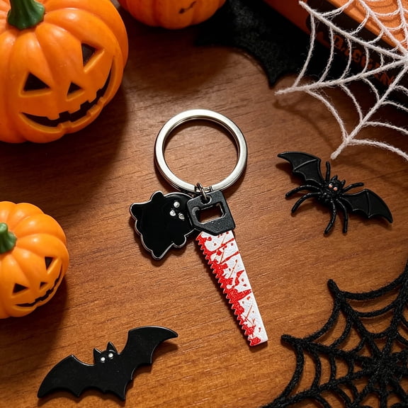 Black Ghost Weapon Keychain, Solid Iron Material With Fade-resistant Finish, Eye-catching Style for Bag Decoration and Holiday Souvenir