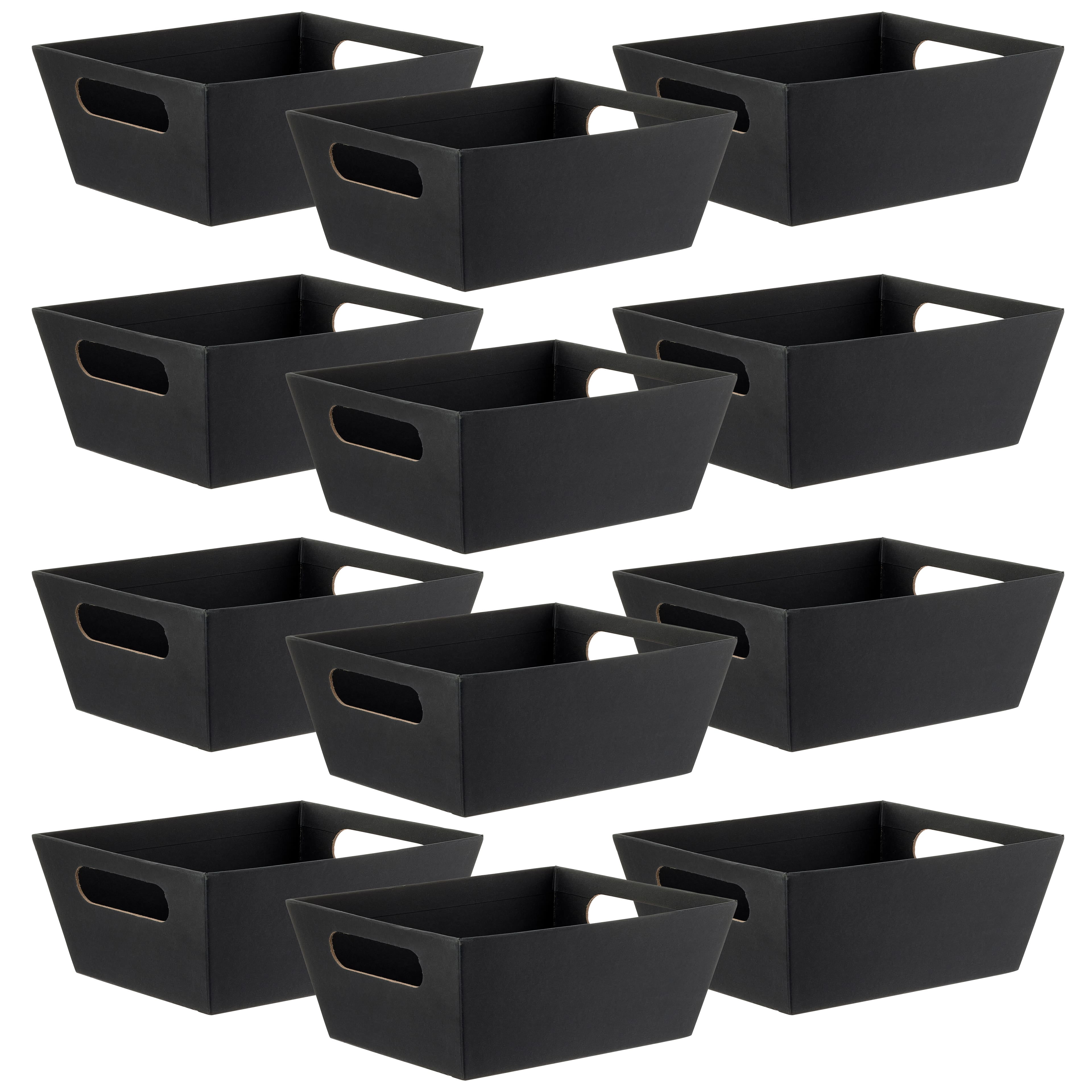 Celebrate It Black Gift Basket with Handles - Paper Gift Basket for Weddings, Parties, Birthdays - Bulk 12 Pack