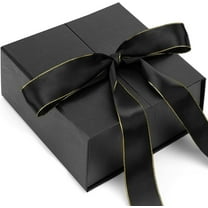 Black Gift Box, 8x8x3.5 Inches Gift Boxes With Lids For Presents, Magnetic Closure with Ribbon For Weddings, Birthday